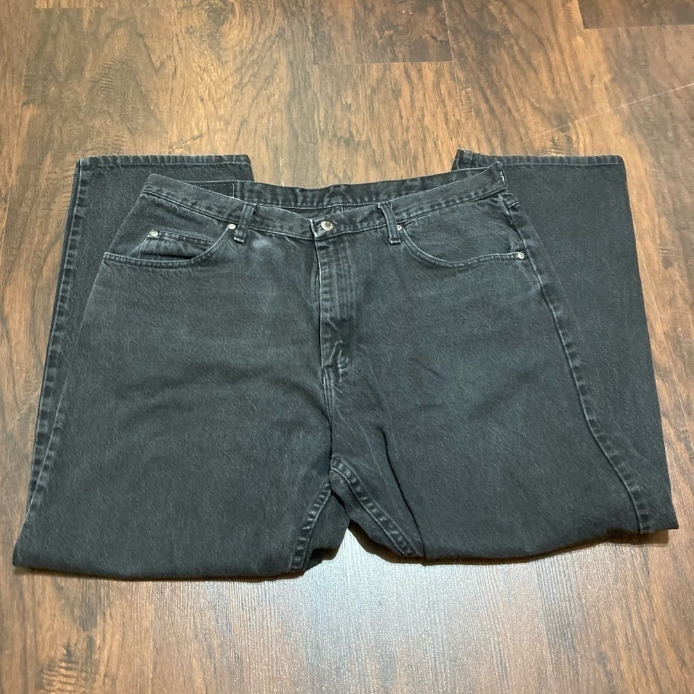 WRANGLER JEANS relaxed denims size 38/32 black Wash GUC Vintage cowboy 90s - Picture 9 of 13